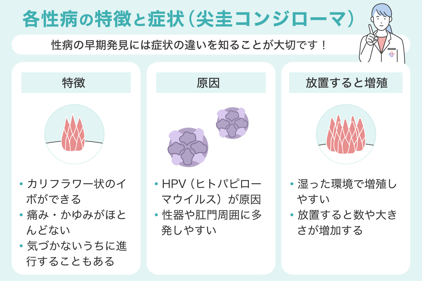 各性病の特徴と症状(尖圭コンジローマ)