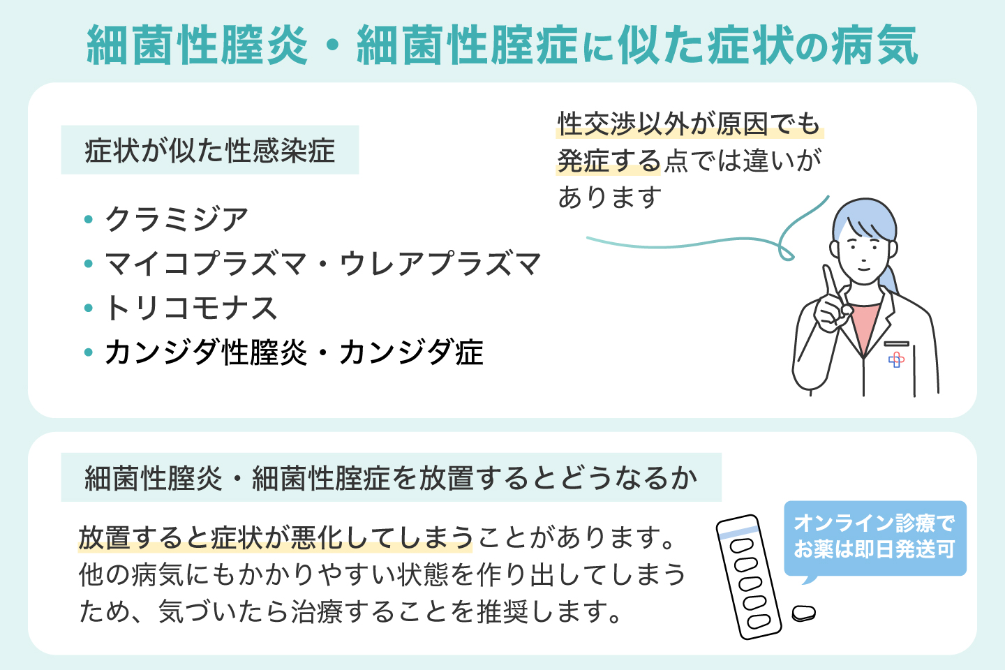 細菌性膣炎・細菌性腟症に似た症状の病気