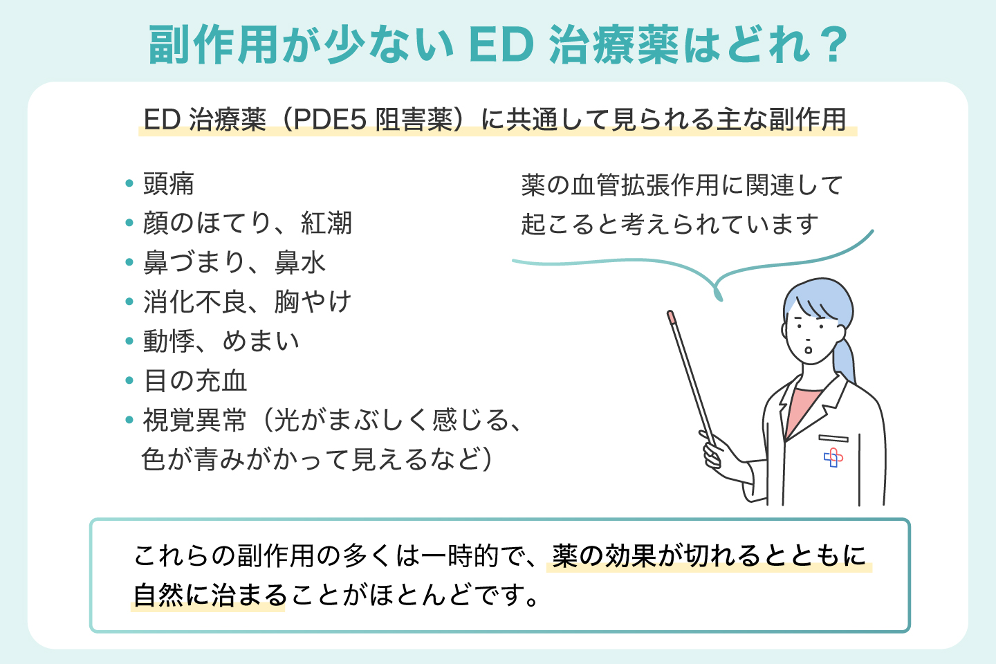 副作用が少ないED治療薬はどれ?