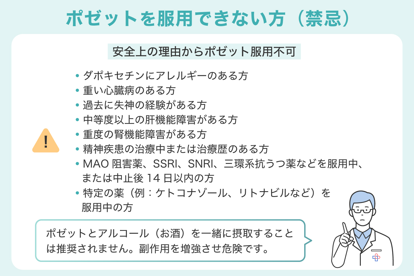 ポゼットを服用できない方(禁忌)