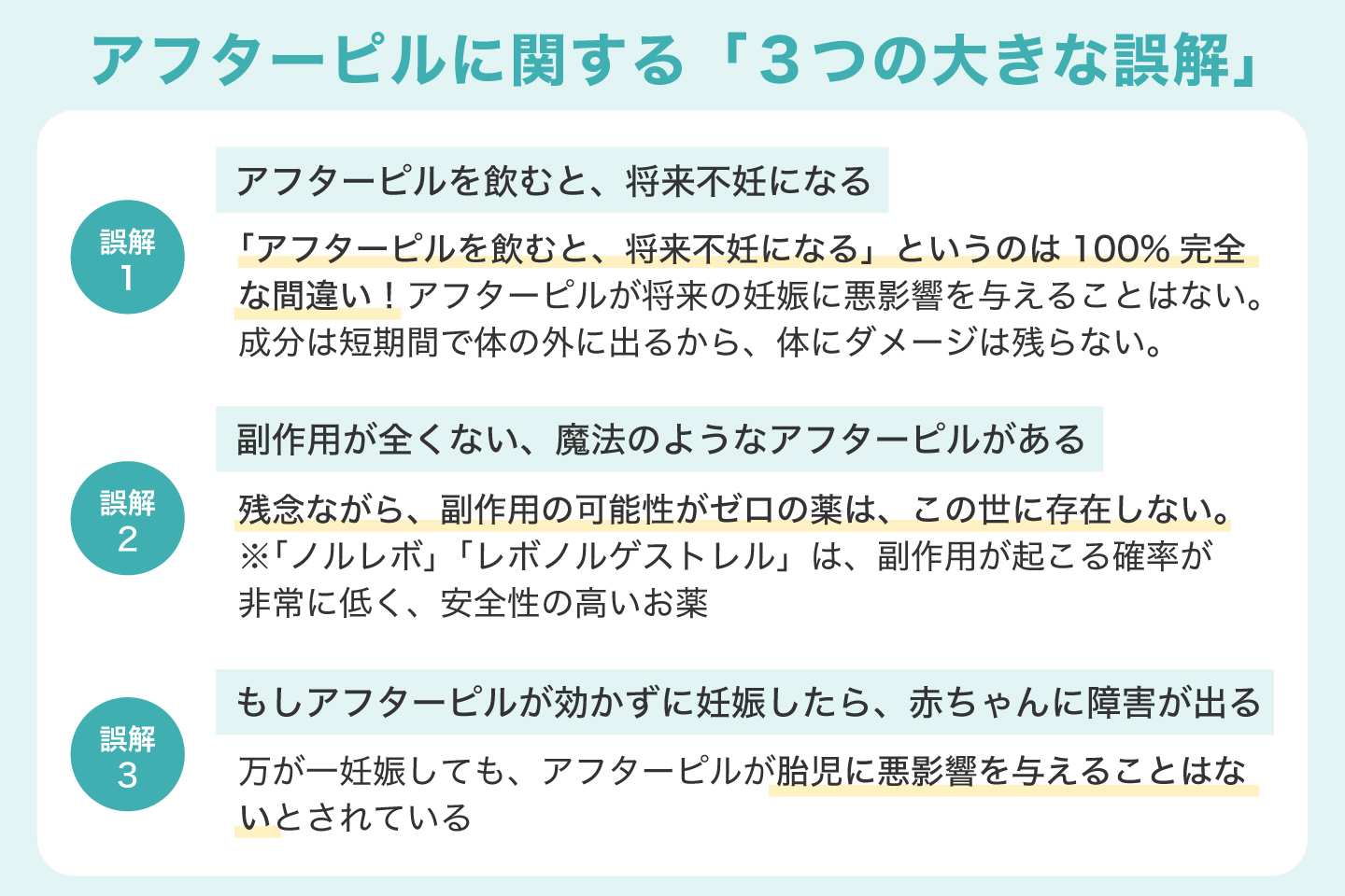 アフターピルに関する「３つの大きな誤解」